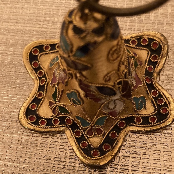 Vintage Miniature Bell Connected to a Butterfly Floral Motif Cloisonné - Picture 5 of 7